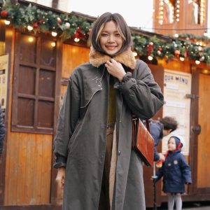 Felicity Kitten Faux Fur Collared Trench Coat