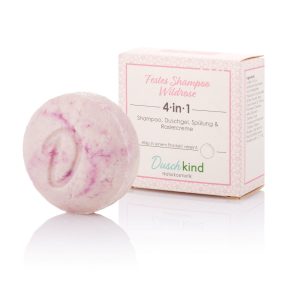 Feste Shampoo Bar Wildrose für Fettiges und Normales Haar, mit der vielseitige 4-in-1 Formel