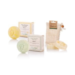 Festes Shampoo Calendula & Aloe Vera im Set Sisalsäckchen und Luffascheibe