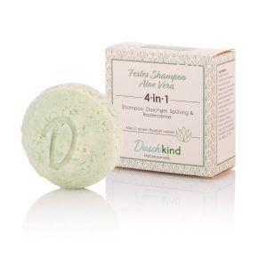Festes Shampoo für trockene Haare und spröde Haare mit Aloe Vera. 4in1 Formel, 56 Gramm pro Stück.