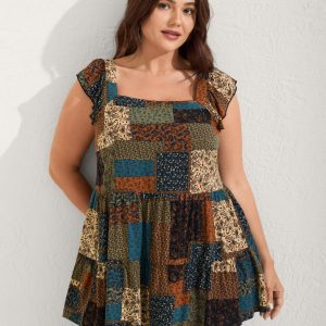 Floral Collage Print Layered Tank Top