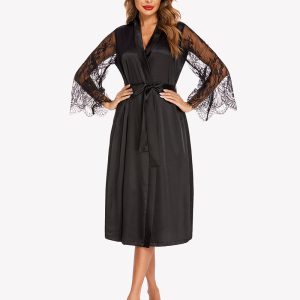 Floral Long Sleeves Lace Kimono Robe