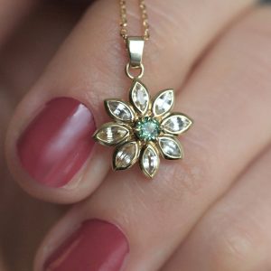 Floral Necklace, Flower Sapphire Necklace