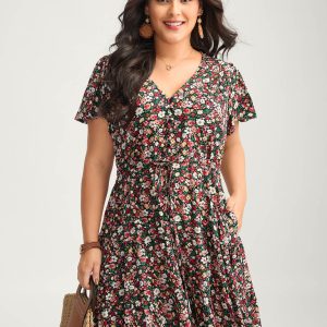 Floral Print Waist-Tie Midi Dress