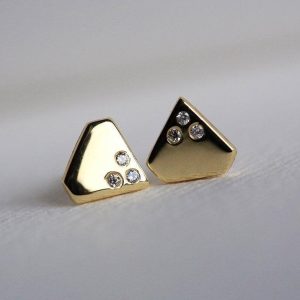 Gold Diamond Studs Earrings, Solid Gold Earrings