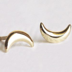 Gold Moon Earrings, Gold Crescent Earrings