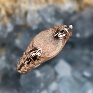 gold signet ring with snake spine detail - Ready to Ship