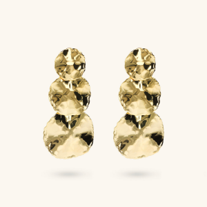 Graduated Hammered Disc Drop Earrings