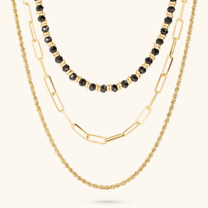 Graduated Multi-strand Necklace with Black Spinel