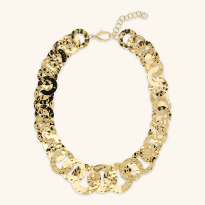 Graduated Necklace with Hammered Disc Links