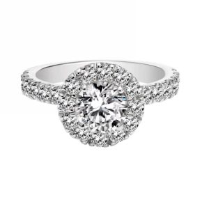 Halo Promise Ring/18K White Gold Vermeil & Cubic Zirconia