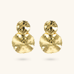 Hammered Double Graduated Disc Earrings
