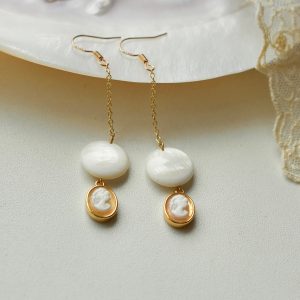 Handmade Shell Cameo Drop Earrings