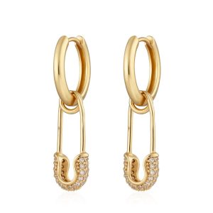 Hannah Martin Safety Pin Charm Hoop Earrings