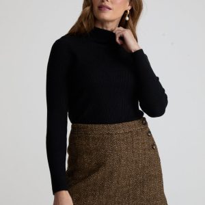 Harriet Flared Tweed Mini Skirt In Khaki