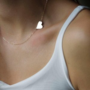 Heart Necklace, 14K Gold Initial Necklace