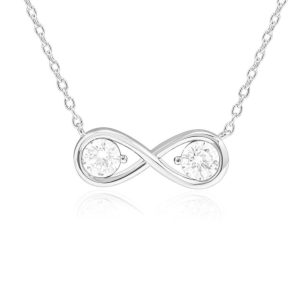 Infinity Necklace/18K White Gold Vermeil & Cubic Zirconia