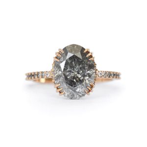 Kayla Oval Salt and Pepper Diamond Ring - Ready to Ship