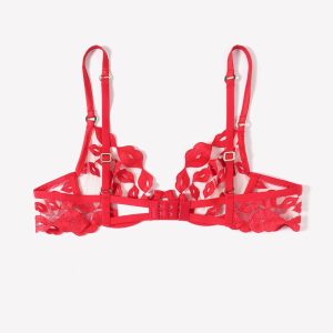 Kiss Print Embroidery Bra