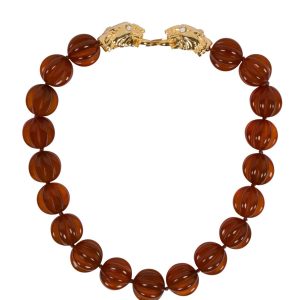 Kjl Bead Necklace With Lion Head