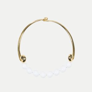 KJL Beaded White and Gold Collar Necklace