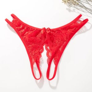 Lace Bows Open-Cut Panties