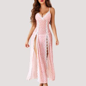 Lace Mesh Side Split Nightgowns