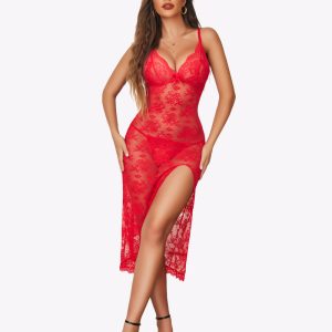Lace Nightdress Long Side Split Dress