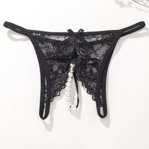 Lace Pearl G-String Low Rise T-Back Thongs
