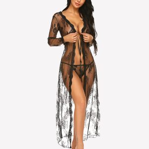 Lace Robe Bridal Sheer Wedding Gown