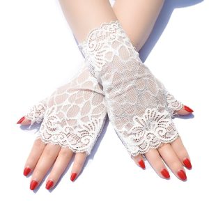 Lace Wrist Length Glove Elegant / Lace With Pure Color Wedding / Party Glove 2025 - $6.99