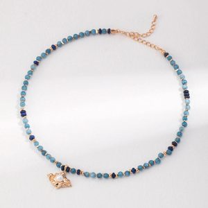 Lapis lazuli gold pearl pendant necklace