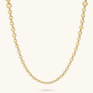 Long Necklace with Graduated Satin Spheres