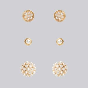 Louche Adriel 3 Pack Pearl Stud Earrings