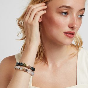 Louche Hope Natural Agate Bracelets - Green