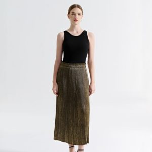 METALLIC PLEATED SKIRT