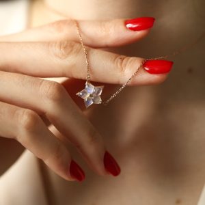 Moonstone Necklace, Diamond Wife Name Necklace