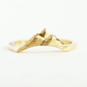 Mountain Range Womens Wedding Curved Band - Ready to Ship