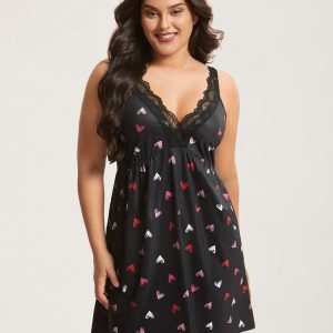 Multi-Color Lace Trim Stitch Lounge Dress