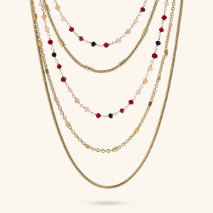 Multistrand Graduated Mixed Necklace with Faceted Natural Stones