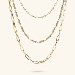 Multistrand Necklace with Elongated Forzatina Chain and Faceted Natural Stones