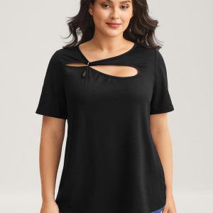 Neck Cut-Out Round Neck T-Shirt