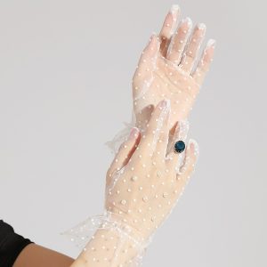 Net Wrist Length Glove Vintage Style / Elegant With Faux Pearl Wedding / Party Glove 2025 - $7.99