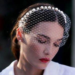 One-tier Antique / Pearls Wedding Veil Blusher Veils / Birdcage Veils with Faux Pearl Tulle dress to impress 2025 2025 - $22.99