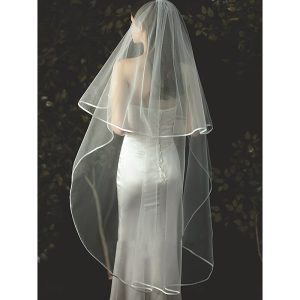 One-tier Comtemporary / Stylish Wedding Veil Cathedral Veils with Fringe Tulle 2025 - $24.99