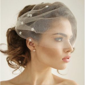 One-tier Vintage Style / Classic Style Wedding Veil Blusher Veils with Pure Color / Crystals / Rhinestones Tulle / Birdcage 2025 - $10.99