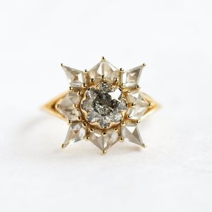 Ottilie Round Salt and Pepper Diamond Ring - Ready to Ship