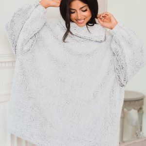 Oversized Grey Borg Cosy Hoodie