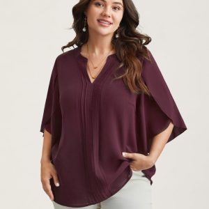 Petal Sleeve Toothpick Pleats Shirt