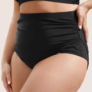 Plain Patchwork Ruched Swim Bottom